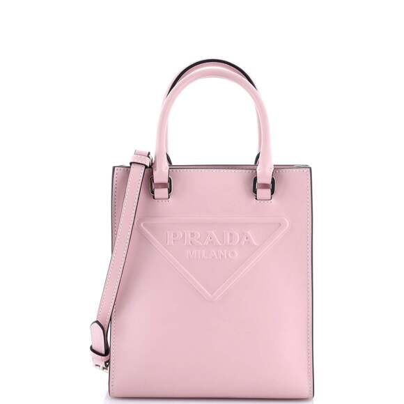 Prada Logo Drill Tote Leather Mini #187002P12B - Picture 1 of 7